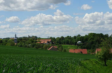 Panorama miejscowości od strony Chwałowa