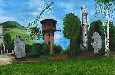 Mural z Jordanowa Śląskiego promujący walory gminy