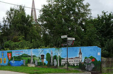 Mural z Jordanowa Śląskiego promujący walory gminy