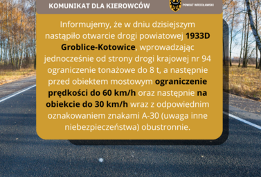 Zdjęcie do Otwarcie drogi powiatowej 1933D Groblice-Kotowice