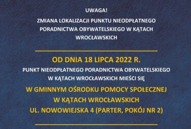 Zdjęcie do  Zmiana lokalizacji punktu nieodpłatnego poradnictwa obywatelskiego...