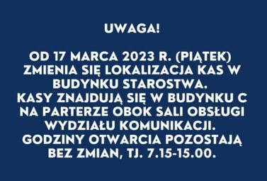 Zdjęcie do Uwaga! Zmiana lokalizacji kas 