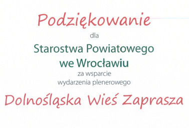 Zdjęcie do Podziękowanie dla Starostwa za wsparcie wydarzenia "Dolnośląska...