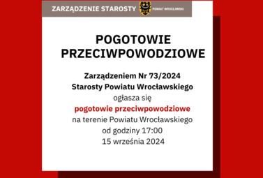 Zdjęcie do Zarządzenie nr 73/2024 Starosty Powiatu Wrocławskiego z dn. 15.09.2024