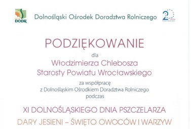 Zdjęcie do Podziękowania dla Starostwa Powiatowego we Wrocławiu za wsparcie wydarzenia...