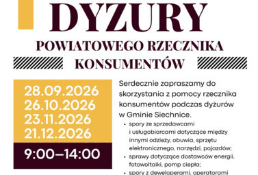 Zdjęcie do Dyżur Powiatowego Rzecznika Konsument&oacute;w w Siechnicach