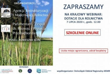 Zdjęcie do Krajowy webinar pt. DOTACJE DLA ROLNICTWA