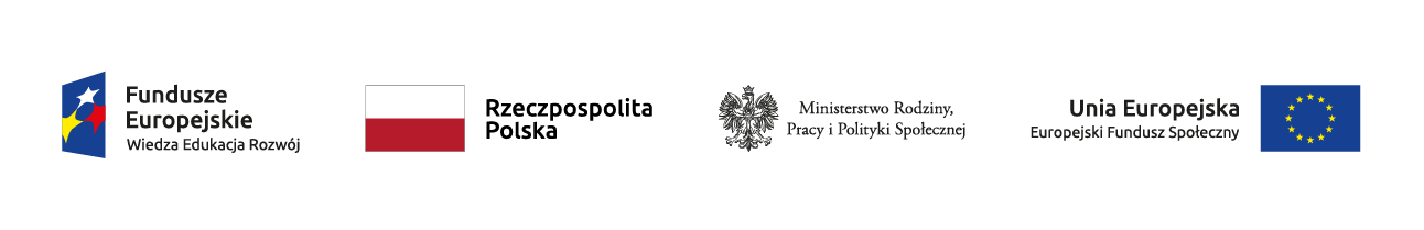 Logo Fundusze Europejskie Rzeczpospolita Polska Ministerstwo Rodziny, Pracy i Polityki Społecznej Unia Europejska 