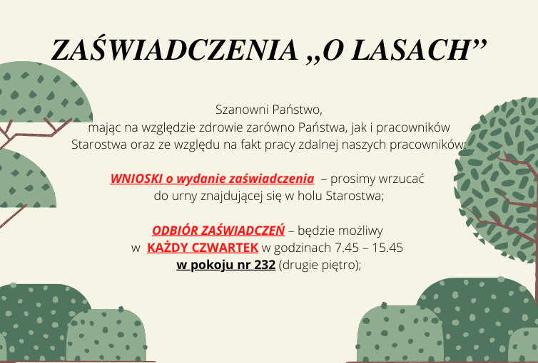 ZAŚWIADCZENIA „O LASACH”