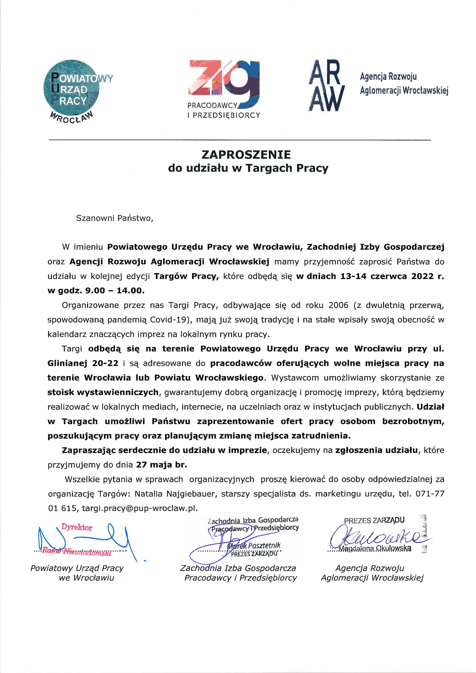 Zaproszenie na targi pracy