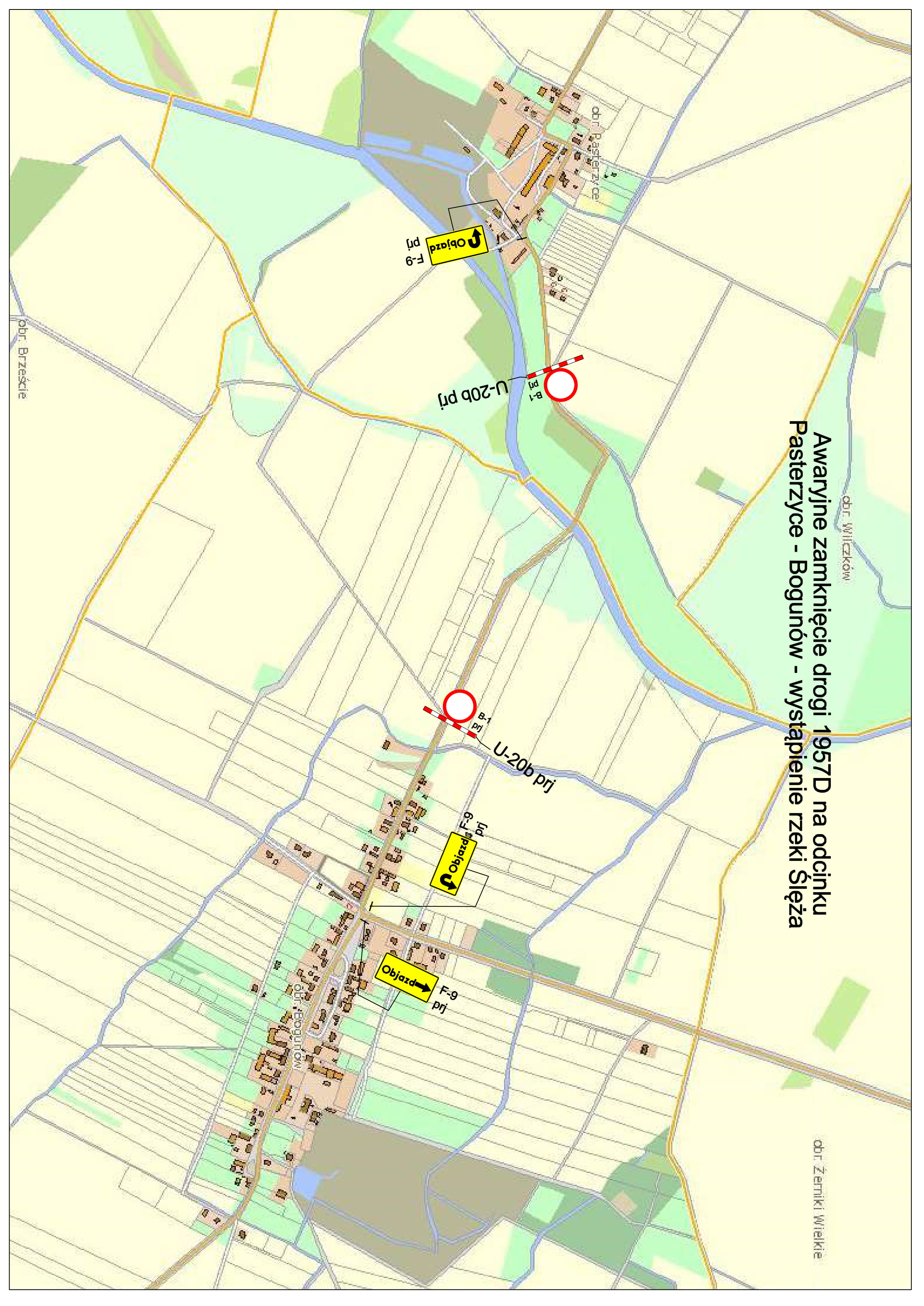 Mapa Mapa drogowa Pasterzyce i Bogunów