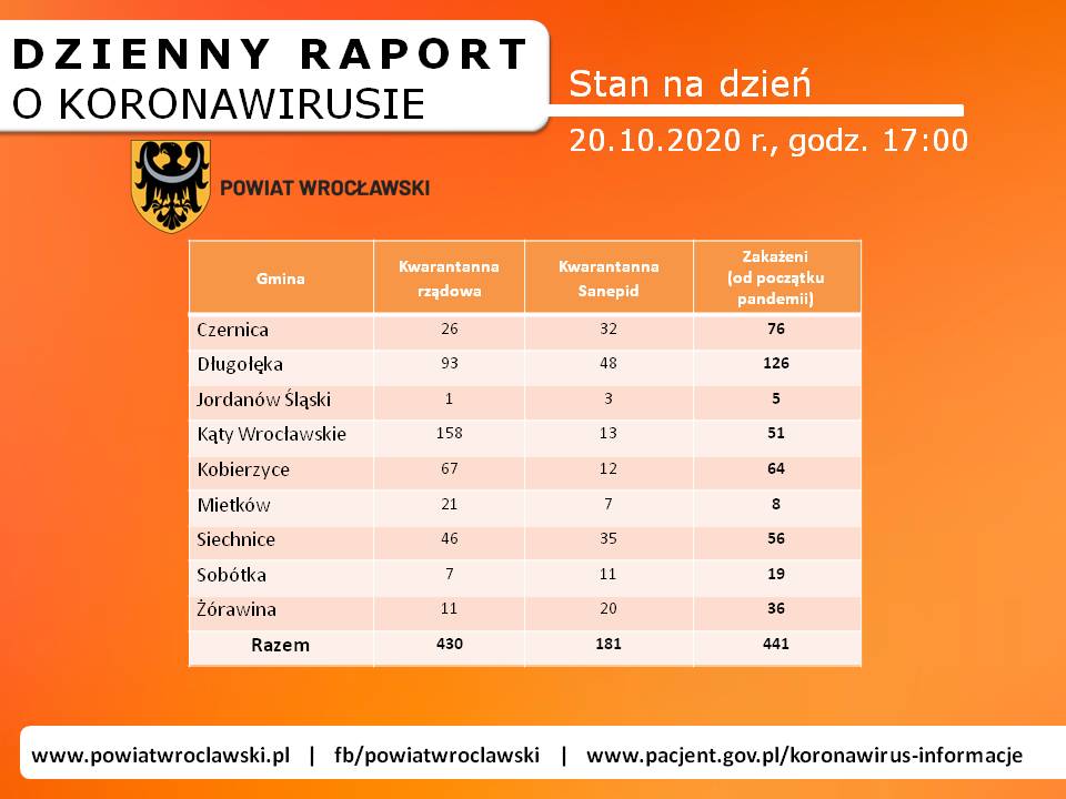 Dzienny raport Dzienny raport 20.10.2020 zgodnie z opisem w artykule