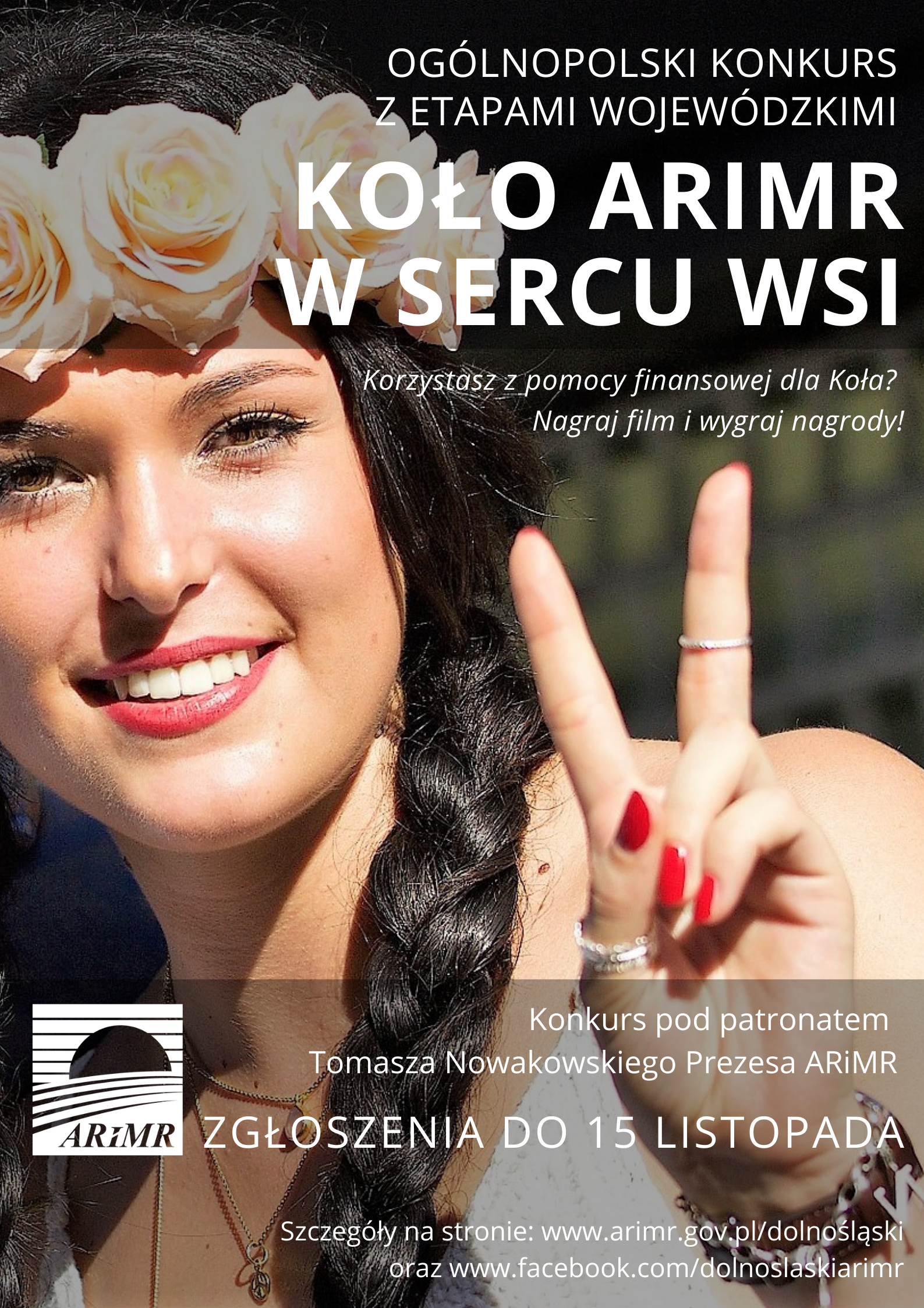 Plakat Plakat promujący konkurs. Na plakacie widać twarz kobiety stylizowaną w tradycyjny staropolski sposób oraz zamieszczone są informacje zawarte w artykule.