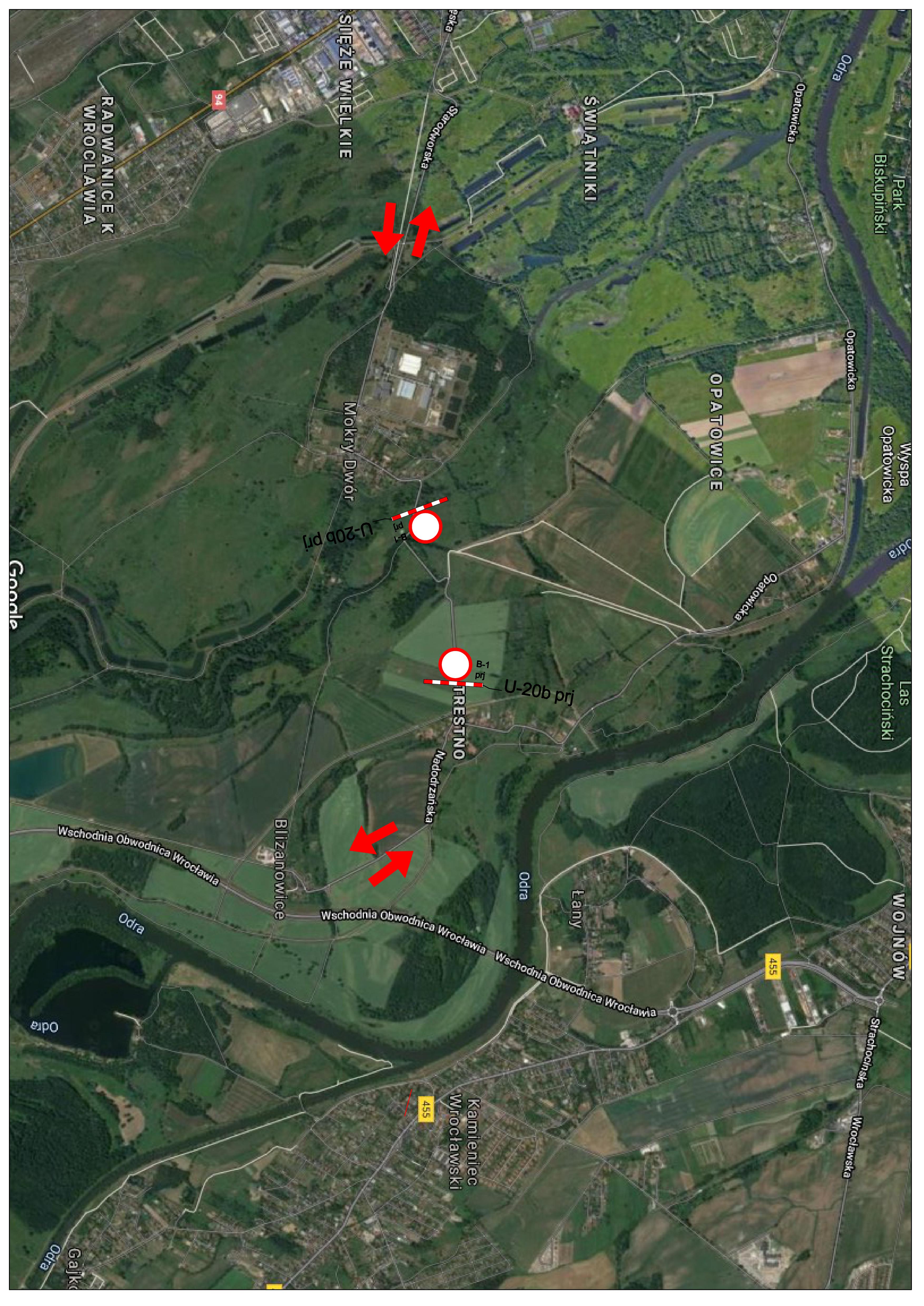 Mapa mapa drogowa Trestno Mokry Dwór zgodnie z opisem w artykule