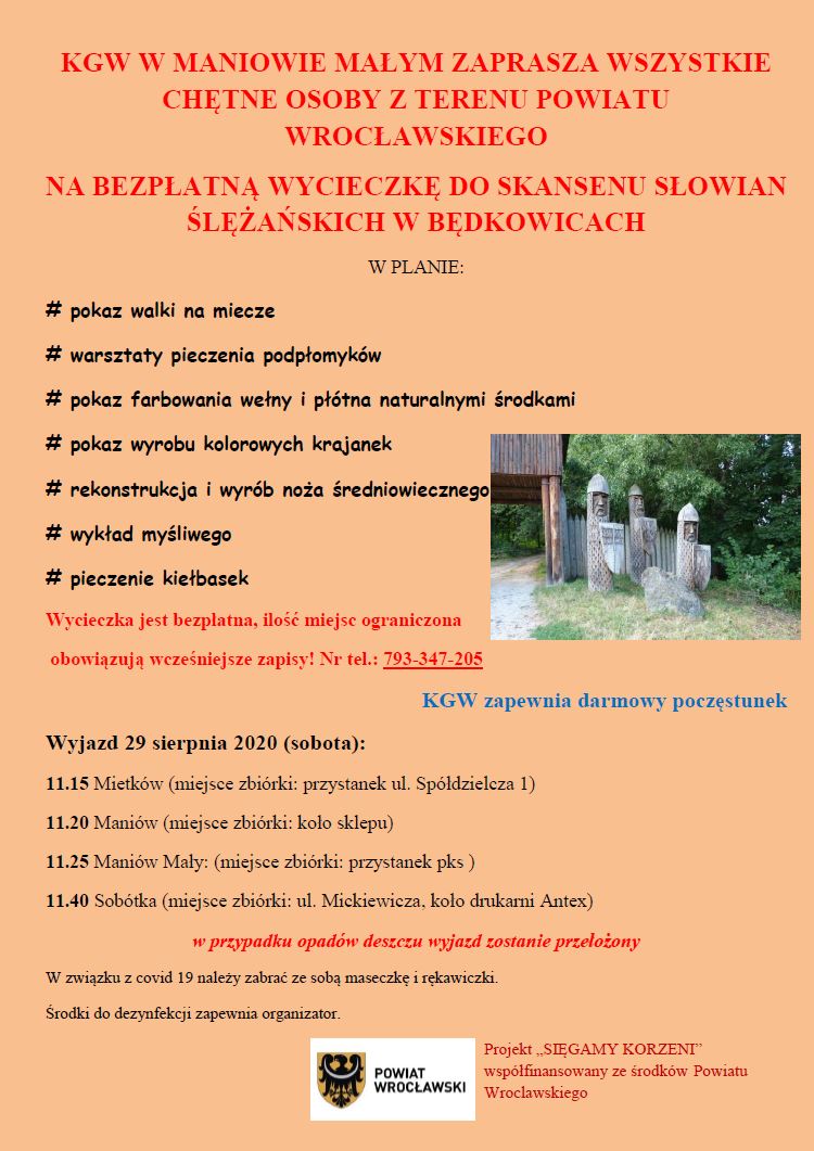 Plakat informacyjny na temat wycieczki o której mowa w treści artykułu
